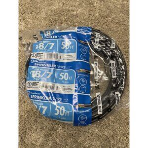 18-Gauge 7-Strand Sprinkler Wire Low Voltage 50 Ft Black Outdoor Use NEW